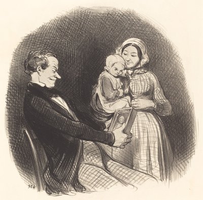 Papai olhando para a foto de sua foto de Honoré Daumier