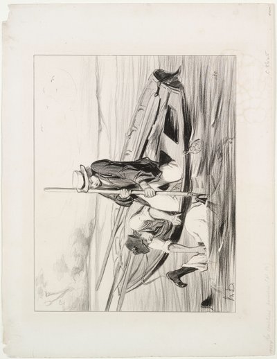 Barqueiros parisienses, placa 14: Homem ao mar de Honoré Daumier
