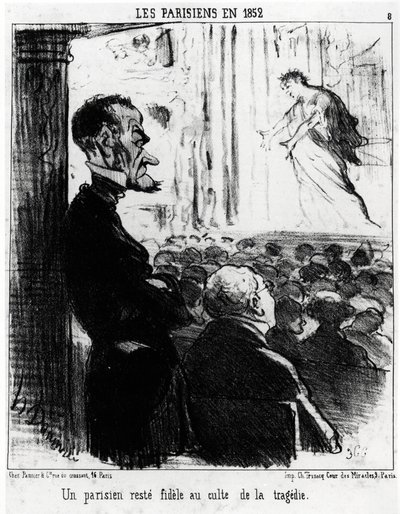Parisienses em 1852: um parisiense permanece fiel ao culto das tragédias. Illustration d