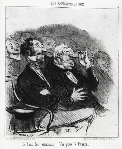 Parisienses em 1852: o banco dos amadores, vista da ópera. Illustration d