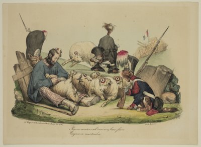 Pobre ovelha Ah, podes fazer o que quiseres...nós tosquiar-te-emos sempre. de Honoré Daumier