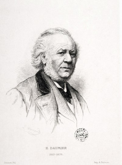 Retrato de Honore Daumier (1808-1879), gravador, pintor e escultor francês. Gravura de Massard. Dimensões: 15x11,5cm. Museu Arbaud. de Honoré Daumier