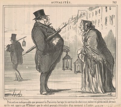 Precaução essencial que os parisienses tomam... de Honoré Daumier