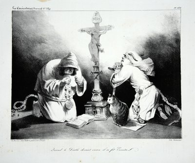Quando o diabo ficou velho, ele se tornou um eremita, pub. 1835 de Honoré Daumier
