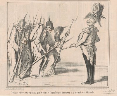 Soldats russes se preparant par le jeune ... de Honoré Daumier