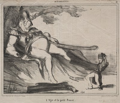 Os cossacos para o prato do riso 61: O ogro e seu pequeno Tom Thumb, 1854. de Honoré Daumier