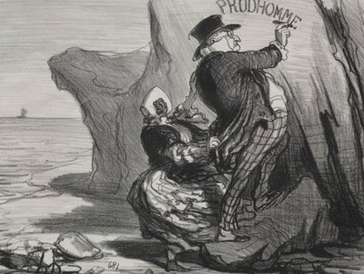 A boa placa burguesa 3: Quero deixar um monumento imperecível de nossa visita ..., 1854. de Honoré Daumier
