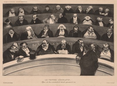 A placa da Associação Mensal 18: A Barriga Legislativa, 1834. de Honoré Daumier