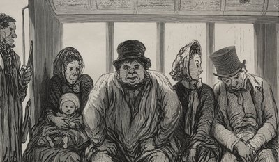 O Omnibus: Interior do Omnibus. de Honoré Daumier