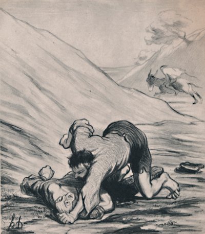 Os ladrões e o burro, c.1860s, 1946. de Honoré Daumier