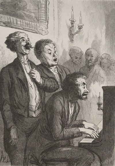Os cantores: Os cantores no salão. de Honoré Daumier