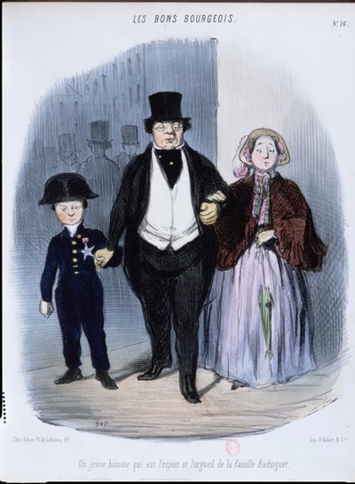 O jovem que é a esperança e o orgulho da família Badinguet, de &39;Les Bons Bourgeois&39;, c.1835-40 de Honoré Daumier