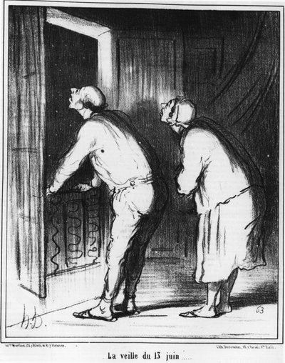 Véspera de 13 de junho..., desenho animado por Honore Daumier (1808-1879). "Charivari". de Honoré Daumier