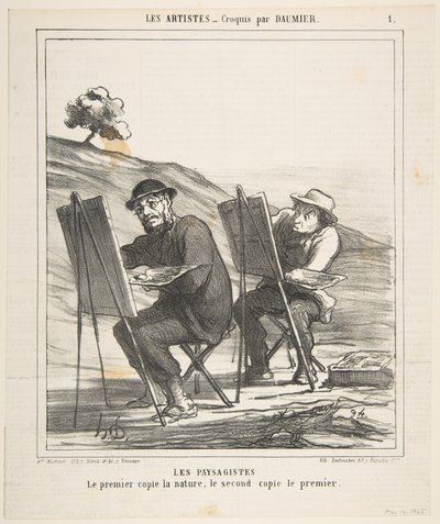 Os pintores de paisagens, a primeira copia a natureza, a segunda copia a primeira, de ..., 12 de maio de 1865. de Honoré Daumier
