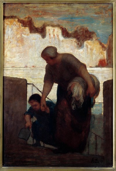A máquina de lavar. Quadro de Honore Daumier de Honoré Daumier