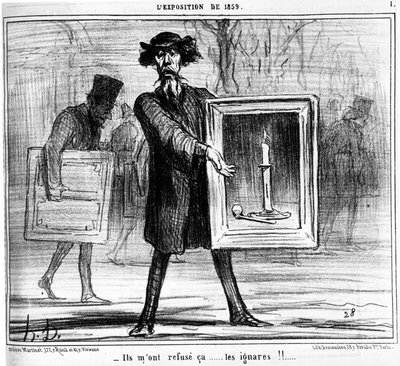 Eles recusaram-me... os ignorantes!!!... , retirado de "Pinturas e Salões", série de desenhos animados de Honore Daumier (1808-1879). "Charivari"... de Honoré Daumier