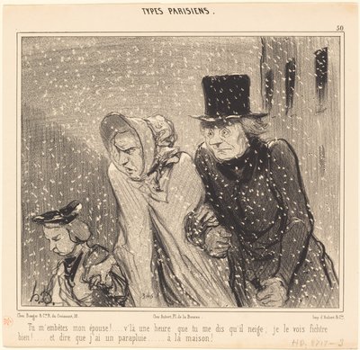 Você está me incomodando, minha esposa!... aqui está uma hora... de Honoré Daumier