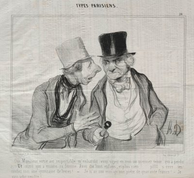 Tipos Parisiens, chapa 26: Sim, senhor, seu ar respeitável me incentiva ..., 29 de maio de 1840. de Honoré Daumier