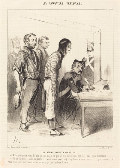 Um homem salvo apesar de si mesmo de Honoré Daumier