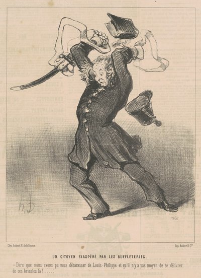 Um cidadão exasperado com as búfalos de Honoré Daumier