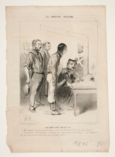 Um homem salva apesar de si mesmo de Honoré Daumier
