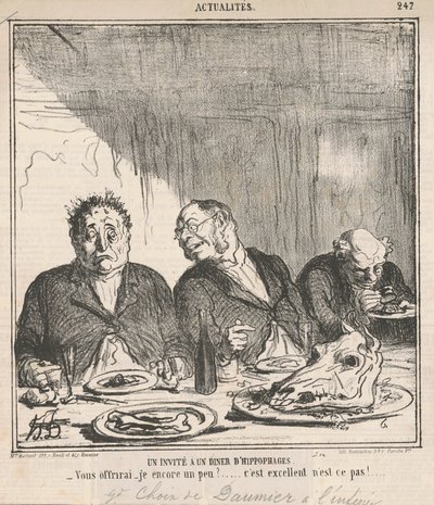 Um convidado em um jantar de comedores de cavalos: Devo oferecer-lhe um pouco mais? Isso é ótimo, não é? de Honoré Daumier