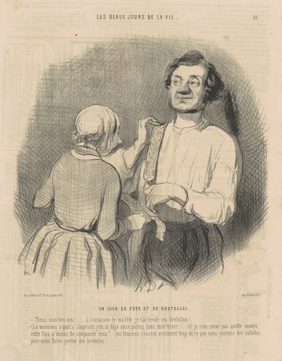 Um dia de celebração e suspensórios de Honoré Daumier