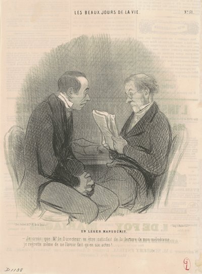 Un leger manuscrito de Honoré Daumier