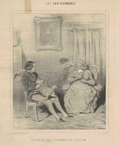 Um sobrinho que cruelmente ganha uma propriedade de Honoré Daumier
