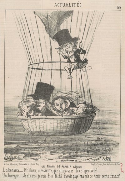 Um trem de prazer aéreo de Honoré Daumier