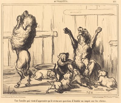 Uma família que acabou de aprender... um imposto para cães de Honoré Daumier