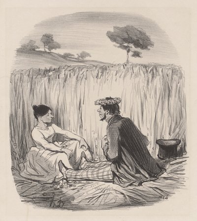 Um idílio no trigo de Honoré Daumier