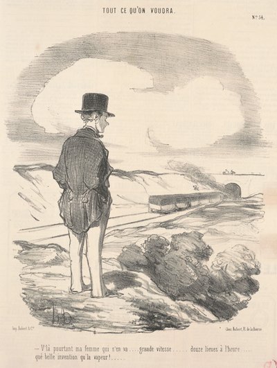 No entanto, aqui está minha esposa que está saindo... de Honoré Daumier
