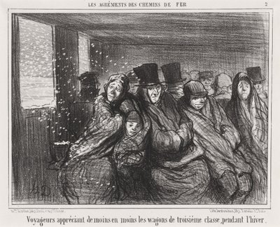 Os passageiros gostam cada vez menos de carruagens de terceira classe... de Honoré Daumier