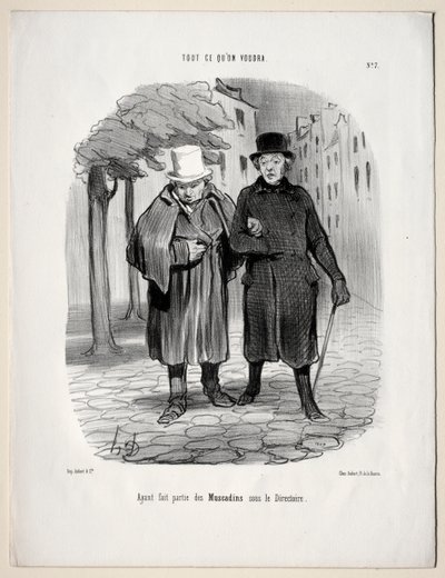 O que você quiser, prato 7: Tendo participado de dândis sob o Diretório, 1847. de Honoré Daumier