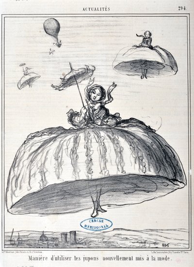 ilustração para a Serie Actualites "maneira de usar anáguas recém-colocadas na moda". de Honoré Daumier