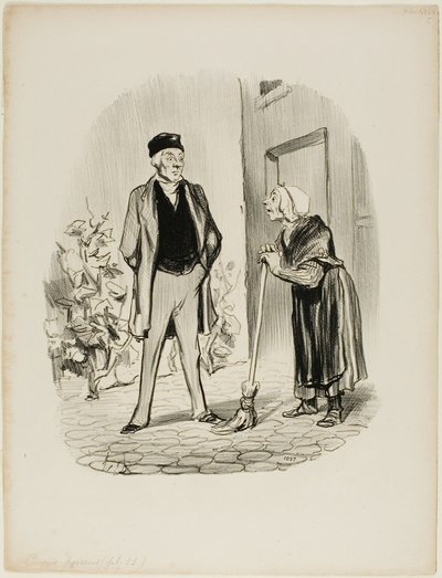 "- Como se sente hoje, Sr. Chapolard - Madame Pochet, uma porteira que sabe comportar-se, só deve dirigir-se ao seu senhorio na terceira pessoa. - Como posso falar-lhe na terceira pessoa, se é a primeira pessoa que vejo esta manhã de Honoré Victorin Daumier