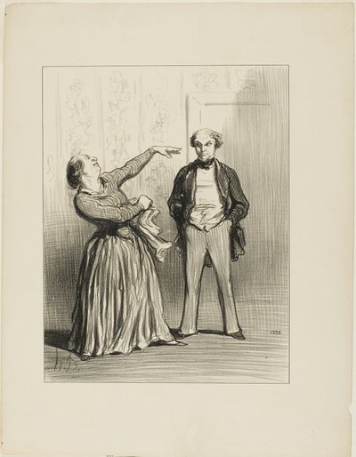"- Os maridos não são realmente o que um povo vaidoso gosta de acreditar!", placa 3 de Les Divorceuses de Honoré Victorin Daumier