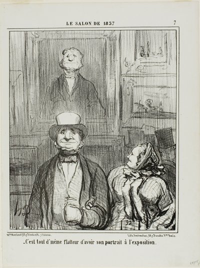 "- É realmente muito lisonjeiro ter o seu retrato exposto no Salon", placa 7 do Le Salon de 1857 de Honoré Victorin Daumier