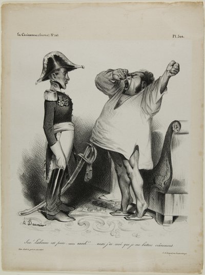 "- Senhor! Lisboa foi capturada. - aaaah!!!... e eu sonhava que tinha lutado corajosamente!", chapa 304 de Honoré Victorin Daumier