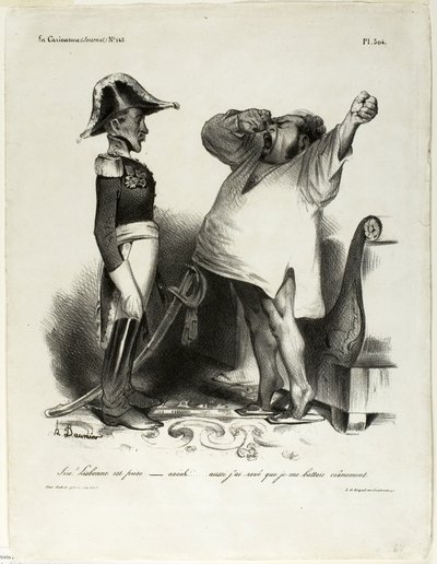"- Senhor! Lisboa foi capturada. - aaaah!!!... e eu sonhava que tinha lutado corajosamente!", chapa 304 de Honoré Victorin Daumier