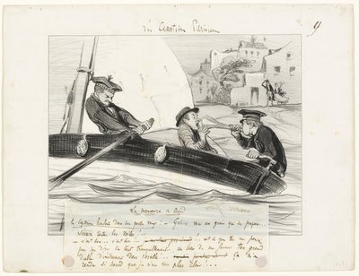 Manobra de um barco, placa nove de Les Canotiers Parisiens de Honoré Victorin Daumier