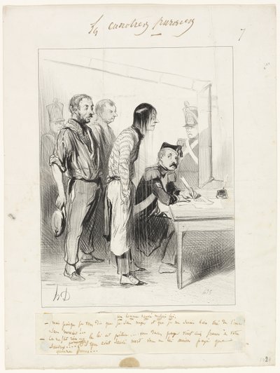 Um homem salvo contra a sua vontade, prato sete de Les Canotiers Parisiens de Honoré Victorin Daumier
