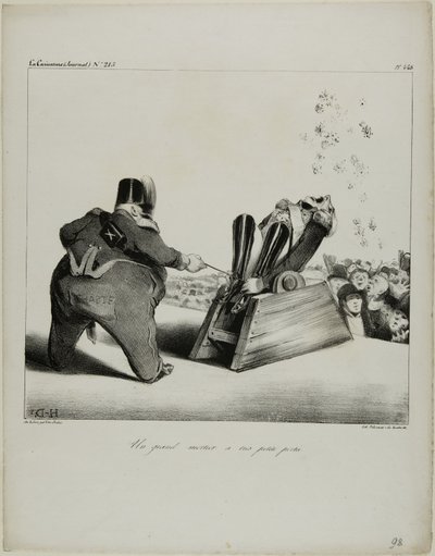 Um grande morteiro de curto alcance, placa 488 de Honoré Victorin Daumier