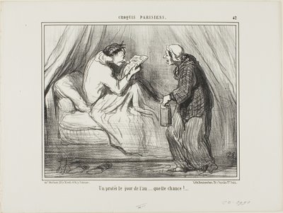 "Um protesto no dia de Ano Novo! Que sorte! ...........", chapa 42 de Croquis Parisiens de Honoré Victorin Daumier