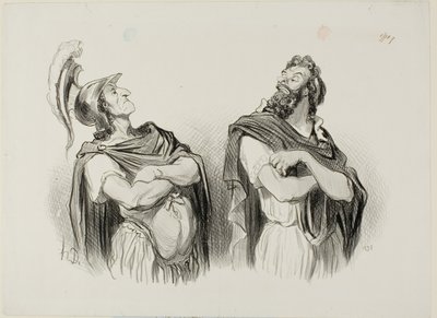 Aquiles e Agamémnon. Aquiles: "- E o que me importa a tua Troia!", prato um de Physionomies Tragiques de Honoré Victorin Daumier