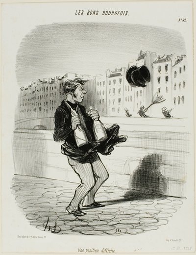 Uma situação incómoda, placa 52 de Les Bons Bourgeois de Honoré Victorin Daumier