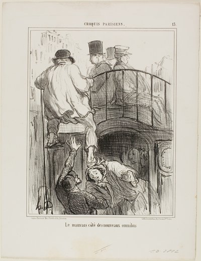 Um aspeto desagradável do novo tipo de Omnibus, placa 13 de Croquis Parisiens de Honoré Victorin Daumier