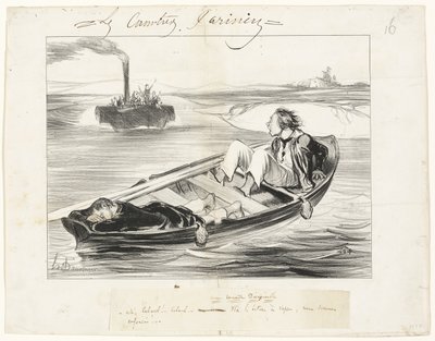 Um encontro desagradável, prato dezasseis de Les Canotiers Parisiens de Honoré Victorin Daumier