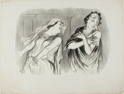 Andrómaca. "- O destino da nossa família foi a morte impiedosa, o meu marido foi torturado até ao fim do seu fôlego", placa 6 de Physionomies Tragiques de Honoré Victorin Daumier